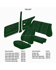 Bekleding Amazon 4 deurs B stijlpaneel Links+rechts SET groen 1967-1968 185-547 incl 692140