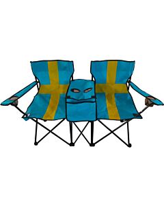  Camping chair double - in Swedish flag - easily foldable - 2 person chair - nice as a gift