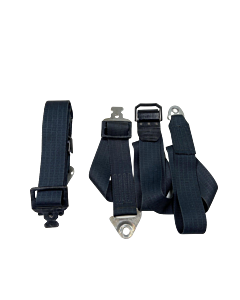 Seatbelt front black Volvo 140/164 2-piece set Seatbelt set front black Volvo 140/164 2-piece set