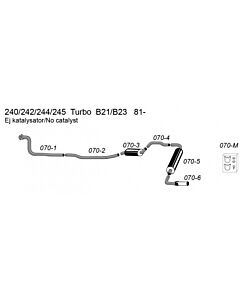 Uitlaat 240 TURBO Simons 1981+ 63.5mm eerste demper