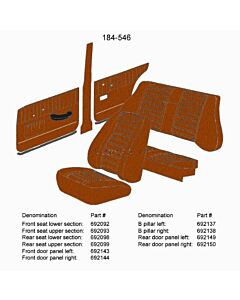 Bekleding Amazon 4D B stijl paneel Rechts bruin 1966-1968 184-546  zie SET 692137