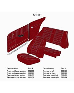 Bekleding Amazon 2D zijpaneel cover Rechtsachter rood 424-551 zie set 692153