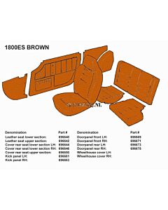 Bekleding P1800E/ES achterbankhoes rug bruin 456-884 alleen als set zie 696644