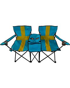 "Swedish Flag Dual Camping Chair - Easy Fold, Perfect Gift for Outdoors"